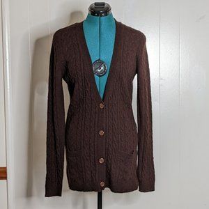 Zarina Women's Wool Cable- Knitted Long Cardigan. Size S.